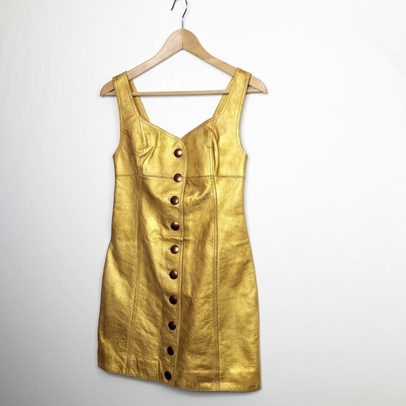 Free People Goldie, leather bronze, mini dress - Picture 8 of 15